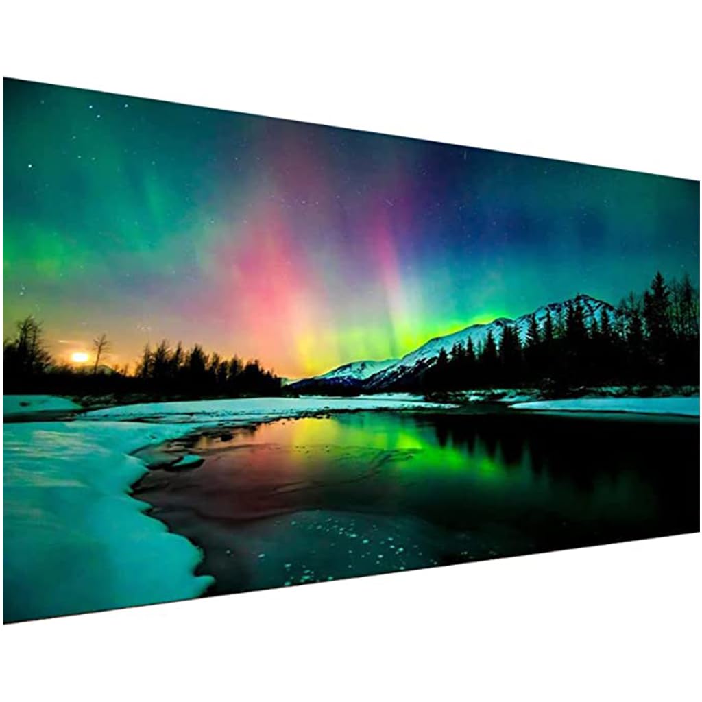 HASTHIP 5D Diamond Painting Kit, 27.5 X 15.7inch Large Size Aurora Lake Diamond Painting Kits for Adults, DIY Full Drill Crystal Rhinestone Arts and Crafts, Art Diamond Painting for Home Wall Decor HASTHIP 5D Diamond Painting Kit, 27.5 X 15.7inch Large Size Aurora Lake Diamond Painting Kits for Adults, DIY Full Drill Crystal Rhinestone Arts and Crafts, Art Diamond Painting for Home Wall Decor